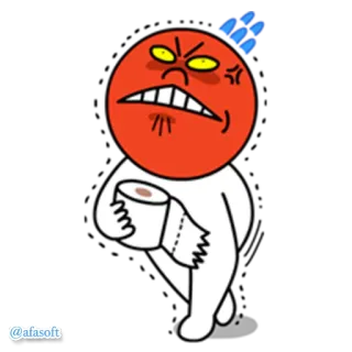 🚱 การ์ตูน, โกรธ, กระดาษชำระ, สีแดง, สีหน้า, ความเครียด telegram sticker