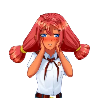 😖 Anime, Chica, Coletas, Linda, Uniforme, Sonrojo telegram sticker