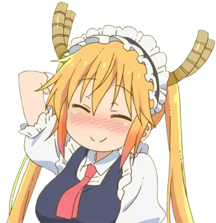 ☺️ Tohru Miss Kobayashi's Dragon Maid anime, rồng, hầu gái, dễ thương, Tohru, kawaii, đỏ mặt, cô gái anime telegram sticker
