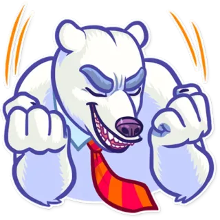 😆 oso polar, dibujos animados, animal, negocios, corbata whatsapp sticker