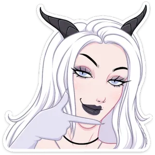😏 duivel, demon, fantasie, hoorns, vrouw, kwaad, personage telegram sticker