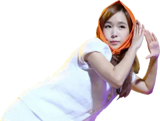 🐓 ผู้หญิง, สีส้ม, สีขาว, ผ้าคลุมศีรษะ, ภาพเหมือน telegram sticker