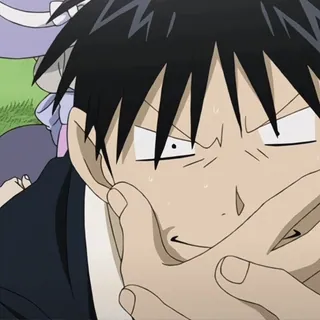 💙 Roy Mustang Fullmetal Alchemist Roy Mustang, Fullmetal Alchemist, anime, smirk, hand on chin, shonen, reaction telegram sticker