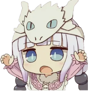 😆 Kanna Kamui Miss Kobayashi's Dragon Maid Аниме, Дракон, Каваий, Чиби, Милый telegram sticker