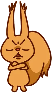 😒 wiewiórka, zły, kreskówka, zwierzę, słodki, nastrój telegram sticker