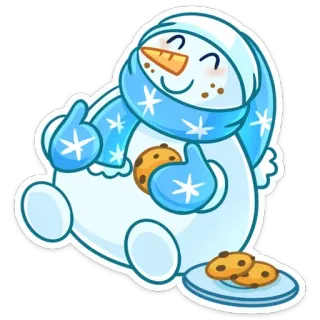 🍪 muñeco de nieve, galleta, invierno, fiesta, lindo, bufanda, dibujos animados telegram sticker