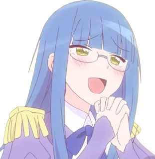 😍 Anime, Cartone animato, Ragazza, Personaggio, Carino, Occhiali, Uniforme whatsapp sticker