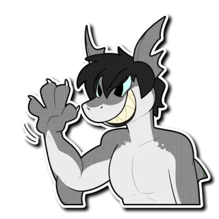 👋 Hai, Fellwesen, Cartoon, Tier, Anthro telegram sticker