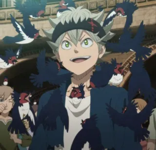 🍓 Asta Black Clover Anime, Asta, Black Clover, Pájaros, Magia telegram sticker