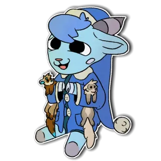 🐐 cartoon, character, animal, cute, blue, sleepwear telegram sticker