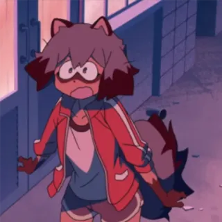 🤯 Michiru Kagemori BNA: Brand New Animal Anime, Tanuki, Kemono, Dziewczyna, Zaskoczona, Postać telegram sticker