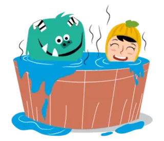 🛀 Cartone animato, Mostro, Bagno, Bambino, Carino telegram sticker