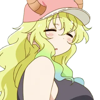 😐 Lucoa Miss Kobayashi's Dragon Maid anime, draak, meisje, hoorns, schattig, blond whatsapp sticker
