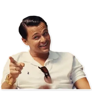 😉 Leonardo DiCaprio leonardo dicaprio, wolf of wall street, actor, pointing, movie telegram sticker