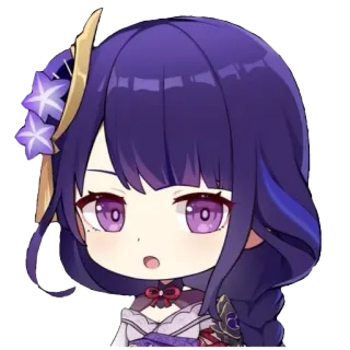 🙂 Raiden Shogun Genshin Impact Anime, Videojuego, Personaje, Lindo, Pelo morado, Genshin Impact, Raiden Shogun telegram sticker