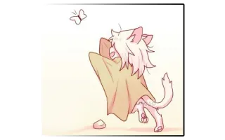 😃 кот, животное, бабочка, милый, каваий, мультфильм telegram sticker