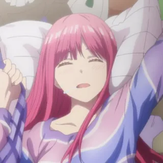 😴 anime, sonolento, cabelo rosa, descansando, desenho animado, menina telegram sticker
