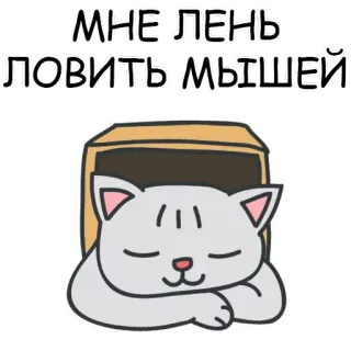 😕 МНЕ ЛЕНЬ ЛОВИТЬ МЫШЕЙ cat, lazy, tired, animal, russian, sleepy, mouse telegram sticker