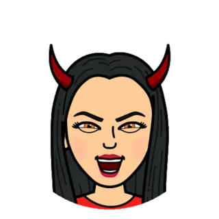 😈 Bitmoji, Diable, Cornes, Dessin animé, Maléfique telegram sticker