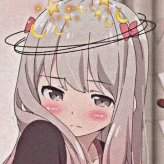 🌟 アニメ 女の子, 悲しい, 可愛い, かわいい, マンガ, 星, 月 telegram sticker