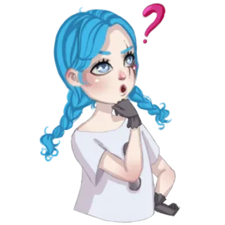 ❓ meisje, cartoon, vraag, denken telegram sticker