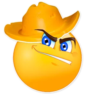 🤒 Emoji, Cowboy, Chapeau, Dessin animé, Shérif, Western telegram sticker