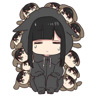🤗 Anime, Chibi, Słodki, Śpiący, Dziewczyna, Bluza z kapturem whatsapp sticker