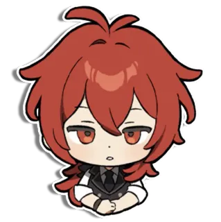 😕 Diluc Genshin Impact Anime, Genshin Impact, Diluc, Videospiel, Chibi, Süß whatsapp sticker