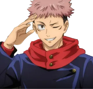 😉 Yuji Itadori Jujutsu Kaisen Аниме, Манга, Персонаж, Юдзи Итадори, Jujutsu Kaisen, Приветствие telegram sticker