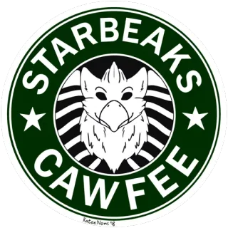 ☕ STARBEAKS CAWFEE Пародия Starbucks, Кофе, Птичий, Фурри, Животное telegram sticker