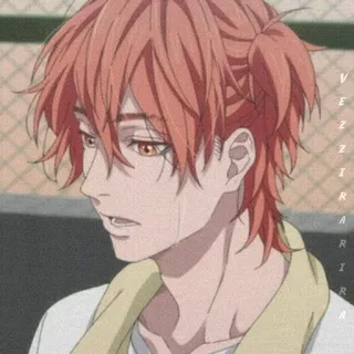 💛 anime, red hair, male, cartoon, art, portrait telegram sticker