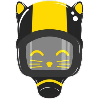 🐱 kot, kask, kosmos, zwierzę, żółty, czarny, astronauta telegram sticker