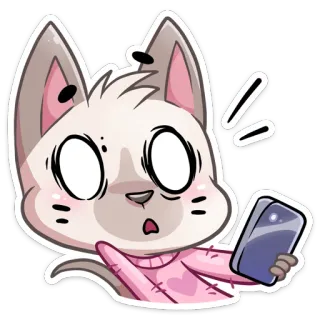😳 gato, telefone, chocado, surpresa, desenho animado, adesivo, animal whatsapp sticker