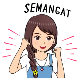 ✊ desenho animado, menina, trança, feliz, alegre whatsapp sticker