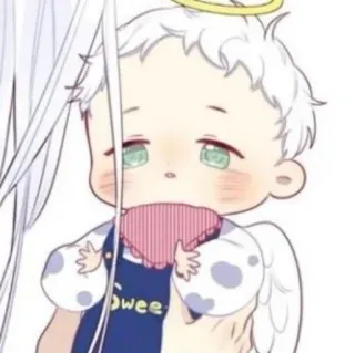 ☁️ Owee bebé, lindo, ángel, halo, kawaii, dibujo animado, infante whatsapp sticker