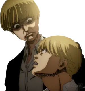 👹 Yelena Attack on Titan ผ่าพิภพไททัน, อนิเมะ, เยเลน่า, มีม, ตกใจ, สับสน telegram sticker
