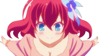 🙂 anime, chica, pelo rosa, linda, dibujos animados whatsapp sticker
