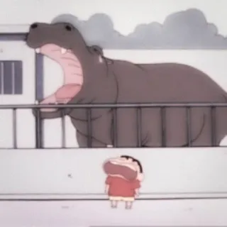 🐇 Shin-chan Crayon Shin-chan Shin-chan, Crayon Shin-chan, nijlpaard, dierentuin, anime telegram sticker