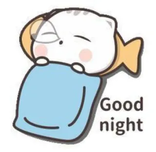 🧉 Good night cat, sleeping, good night, cartoon, cute, bed, blanket telegram sticker
