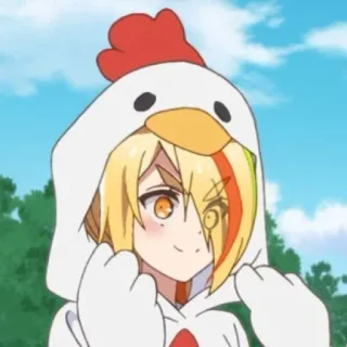 😈 Аниме, Цыпленок, Костюм, Милый, Персонаж, Мультфильм telegram sticker