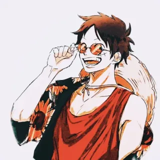 ❗️ Monkey D. Luffy One Piece Luffy, One Piece, Anime, Manga, Zonnebril, Personage, Cartoon telegram sticker