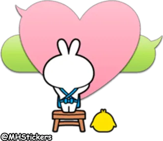♥ กระต่าย, หัวใจ, น่ารัก, สัตว์, การ์ตูน telegram sticker