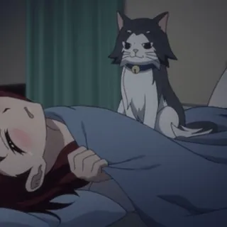 💤 Animé, Chat, Triste, Fille, Pleurs, Lit whatsapp sticker