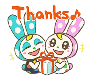 🎁 Thanks coelho, fofo, obrigado, grato, presente, bolinhas, kawaii whatsapp sticker
