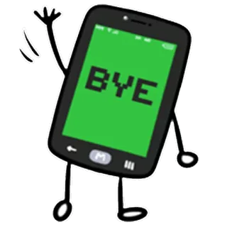 👋 BYE Handy, Tschüss, Auf Wiedersehen, Cartoon, Technologie, Smartphone whatsapp sticker