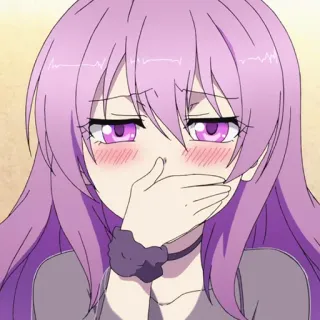 📉 anime, gadis, sedih, rambut ungu, menangis, emosional whatsapp sticker