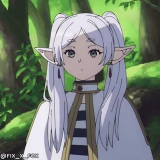 👎 @FIX_X_FOX 动漫, 精灵, 幻想, 角色, 女孩, 白发 telegram sticker