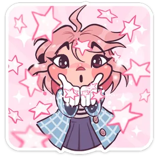 😘 Anime, Cartoni animati, Stelle, Carino, Kawaii, Rosa, Scintillio telegram sticker