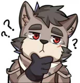 🤔 Wolf, denkend, Frage, verwirrt, Fellwesen whatsapp sticker