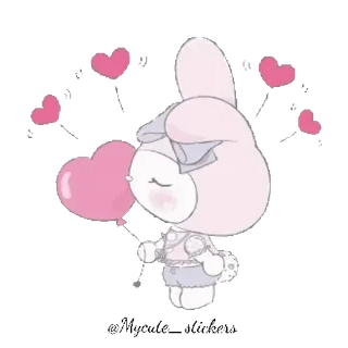 🐰 conejo, lindo, corazones, kawaii, dibujos animados, rosa telegram sticker